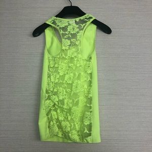 Neon yellow mesh exercise tank top
